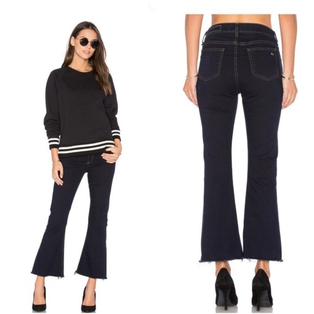 Rag & Bone 10 Inch Crop Flare Jeans Raw Hem Dune Wash Size 24